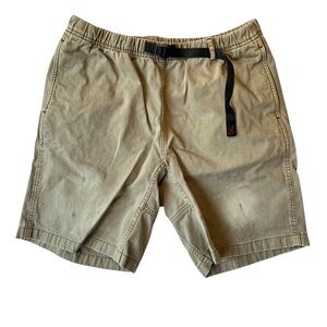 Gramicci Vintage 90s Belted Gray Shorts L Cotton 9" inseam Outdoor Hiking FLAW